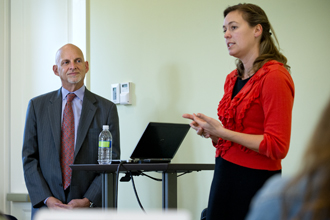 Rick Aubry and Stephenie Barksdale teach a class.