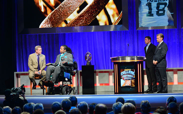 Devon Walker on stage at the Disney Spirit Awards