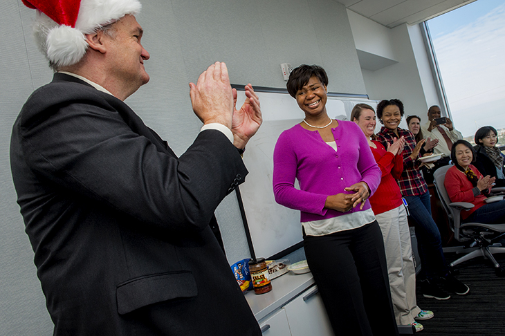 President Fitts honors outstanding staff.