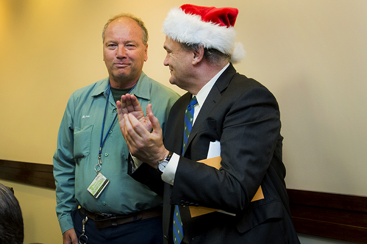 President Fitts honors outstanding staff.