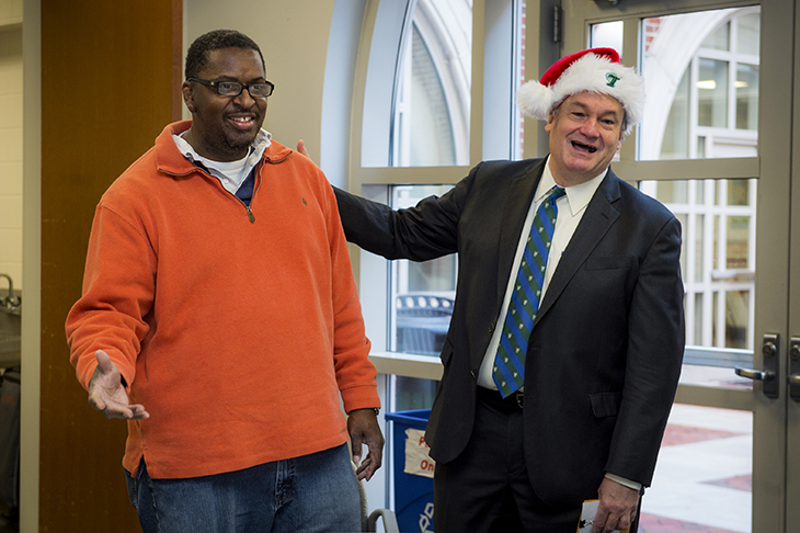 President Fitts honors outstanding staff.