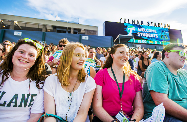 Undergrads check out Yulman Stadium. 