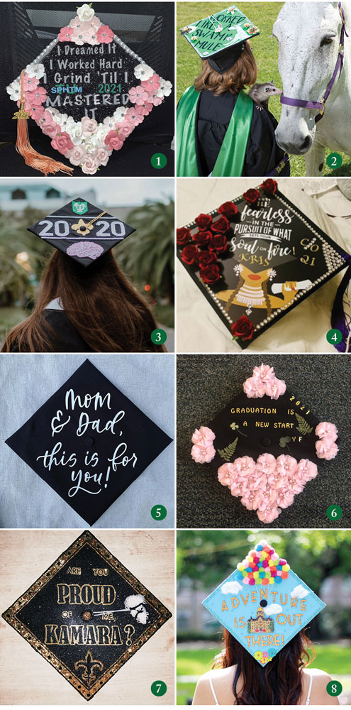 A collage of creative mortarboards