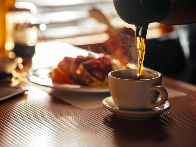 Coffee poured into cup