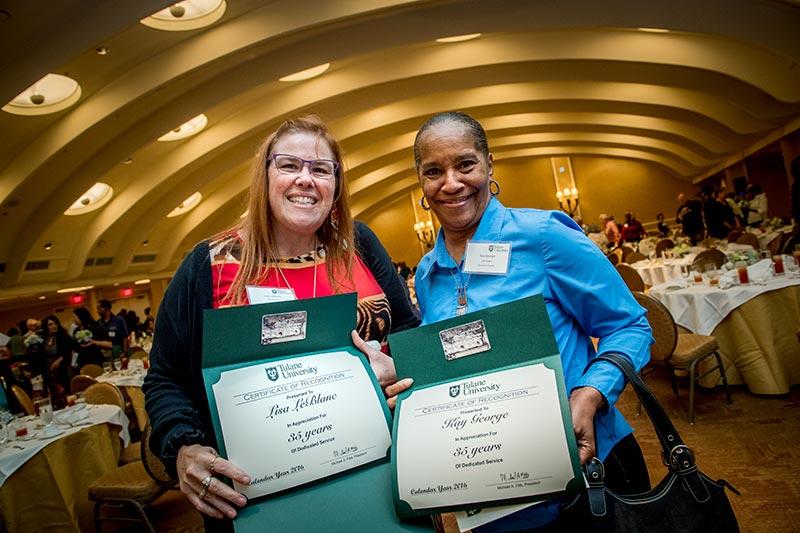 Tulane recognizes milestone employment anniversaries and the President’s Staff Excellence and Departmental/Team Excellence Award winners at a service recognition luncheon. Tulane recognizes milestone employment anniversaries and the President’s Staff Excellence and Departmental/Team Excellence Award winners at a service recognition luncheon.