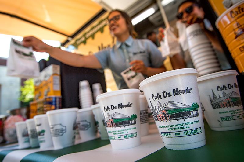 Café au lait, French for “coffee with milk” is a New Orleans’ blend of coffee and chicory served with an equal amount of steamed milk. Local beignet vender drives onto campus to sweeten the semester’s end.
