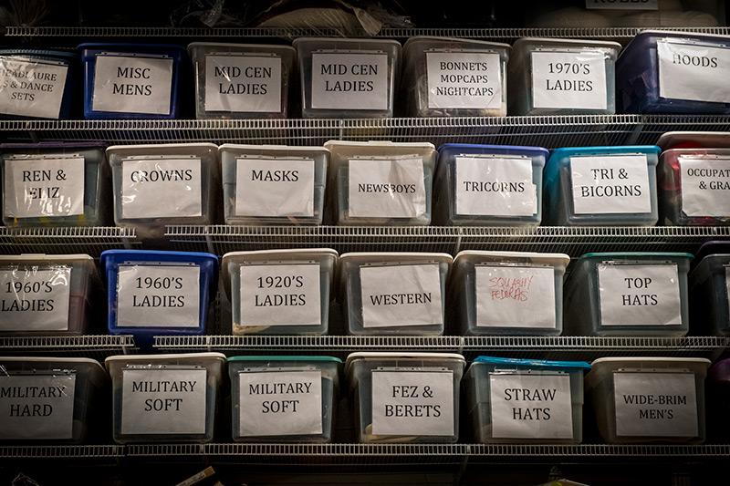A close-up view of the costume shop reveals the importance of organization.