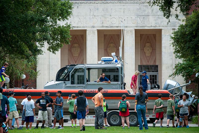The Lavin-Bernick Center quad played host to U.S. Coast Guard rescue vehicles as a part of a summer program for teens.