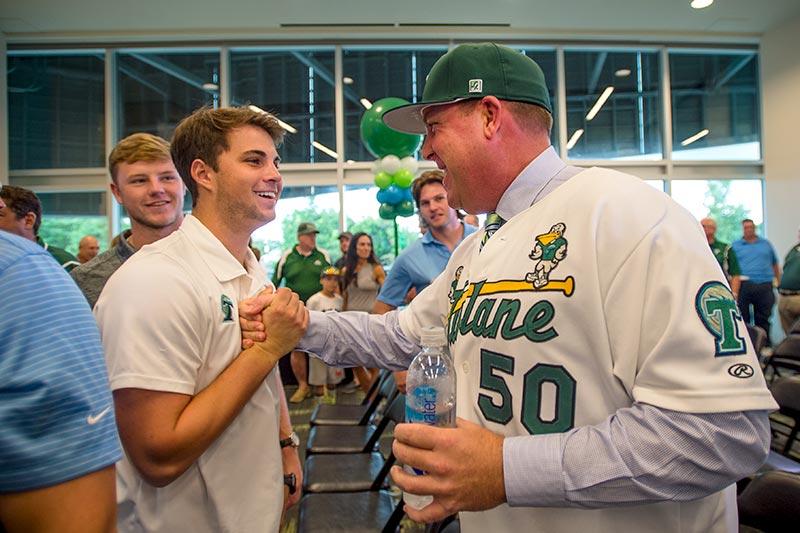 Fans, players and press get to know the new Tulane baseball coach Travis Jewett. The Green Wave faithful along with players and members of the press came out to meet Travis Jewett, the new head coach of the Tulane baseball team