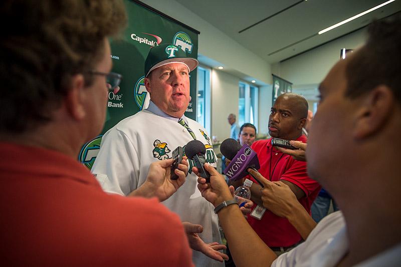 The Green Wave faithful along with players and members of the press came out to meet Travis Jewett, the new head coach of the Tulane baseball team