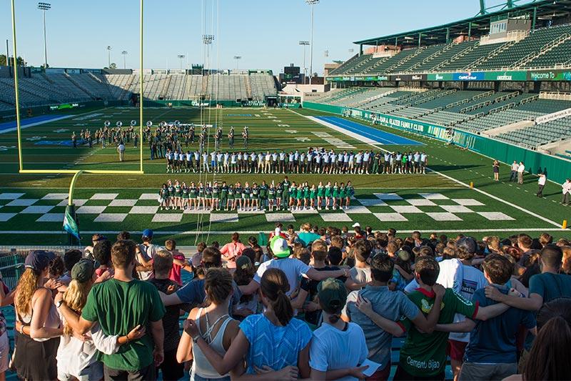 Yell For Yulman introduces first-year students to the Tulane football team and Green Wave spirit.