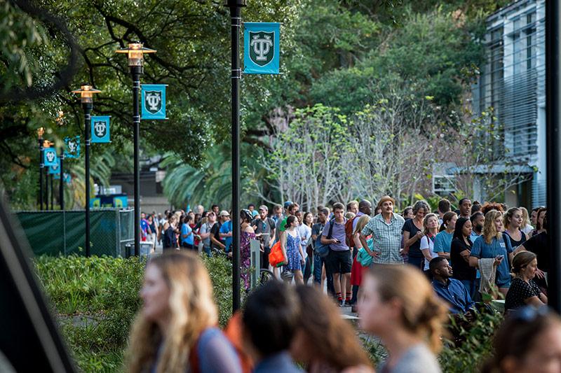 The line to enter McAlister Auditorium for Crenshaw’s talk extended down McAlister Place for close to an hour. The 2017 Tulane Reading Project keynote speaker offers insight on race and gender to a packed McAlister Auditorium.