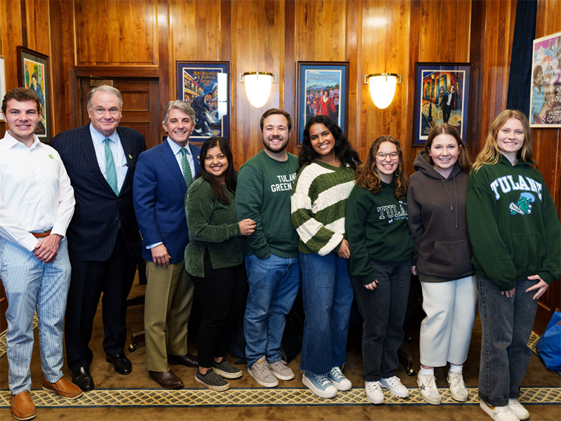 President Fitts, Senate President Henry and Legislative Scholars during Tulane Day at the Capitol