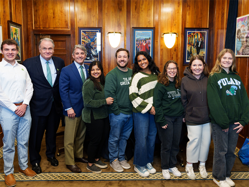 President Fitts, Senate President Henry and Legislative Scholars President Fitts, Senate President Henry and Legislative Scholars during Tulane Day at the Capitol