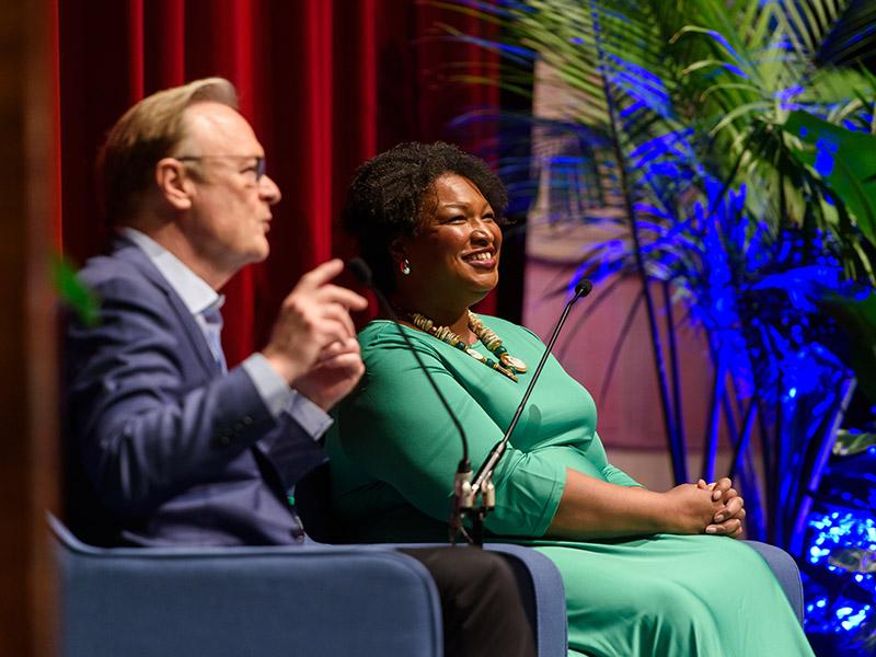 Author, entrepreneur and former Minority Leader in the Georgia House of Representatives, Stacey Abrams spoke with MSNBC journalist Lawrence O’Donnell for a session titled “The Political Thrill: A Deep Dive Into the Novels of Stacey Abrams.”