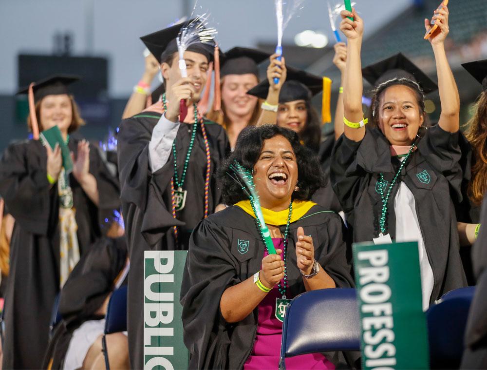 Graduates from all nine schools filled the field at Yulman Stadium for the Commencement ceremony. (Photo by Tyler Kaufman)