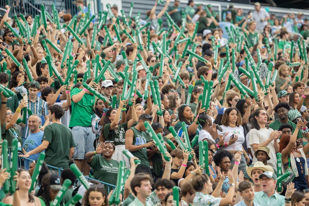 Green Wave fans at 2024 Homecoming game at Yulman Stadium