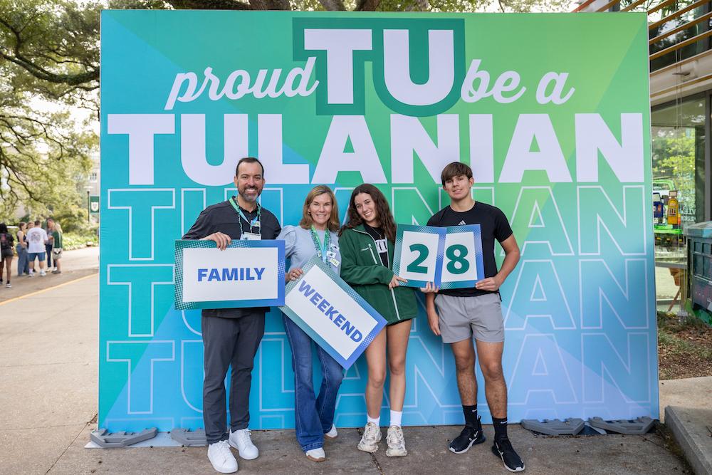 A Tulane family poses during Family Weekend 2024