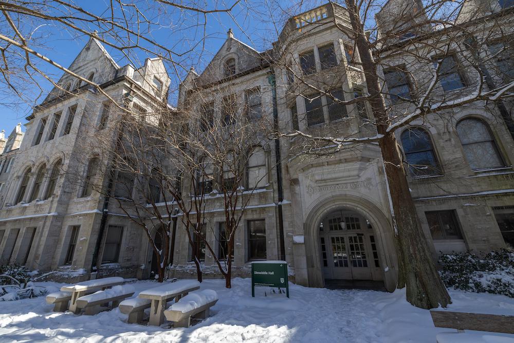 Dinwiddie Hall in snow