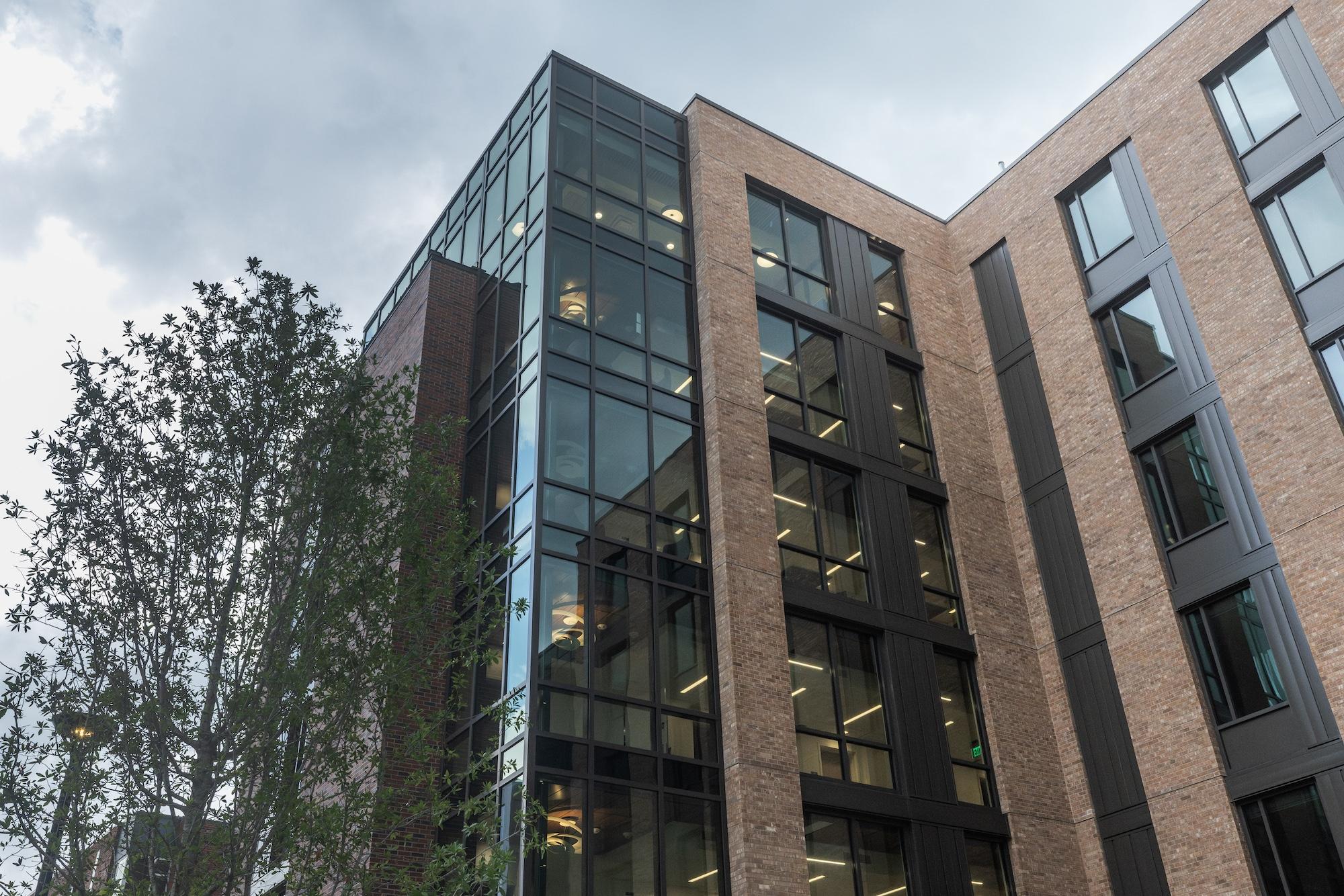 The exterior of Bayou and Fogelman residence halls