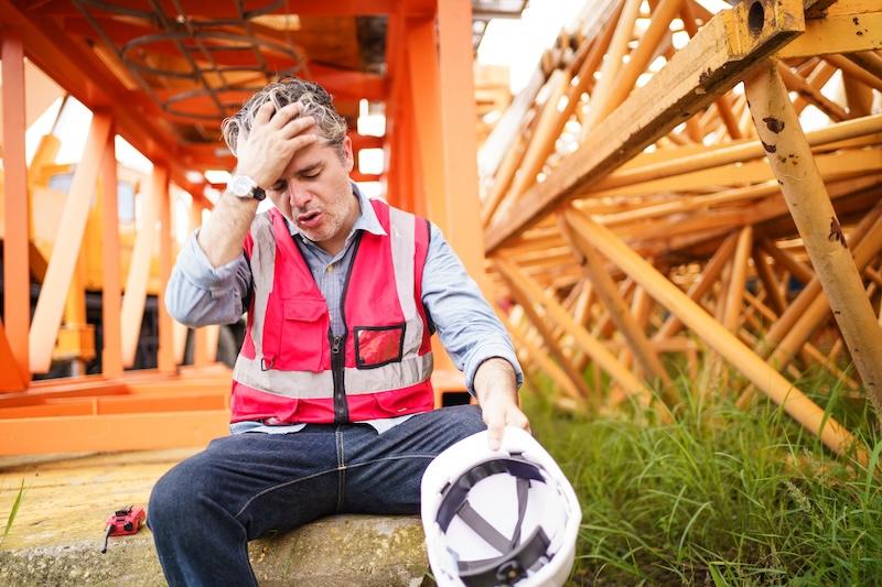 Sweating worker enduring heat