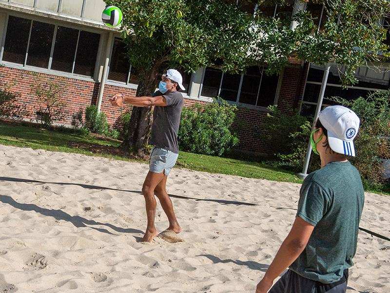 Brent Daniel plays volleyball