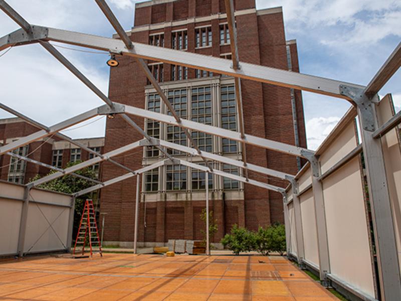 Construction of temporary buildings on Tulane campus