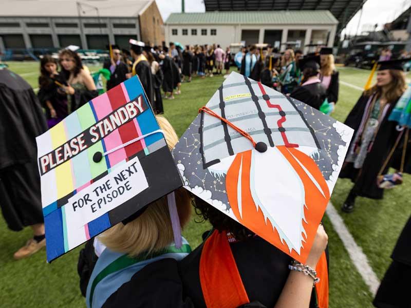 Graduating Tulane students decorate their mortarboards to celebrate their achievements while showing off their creativity. 