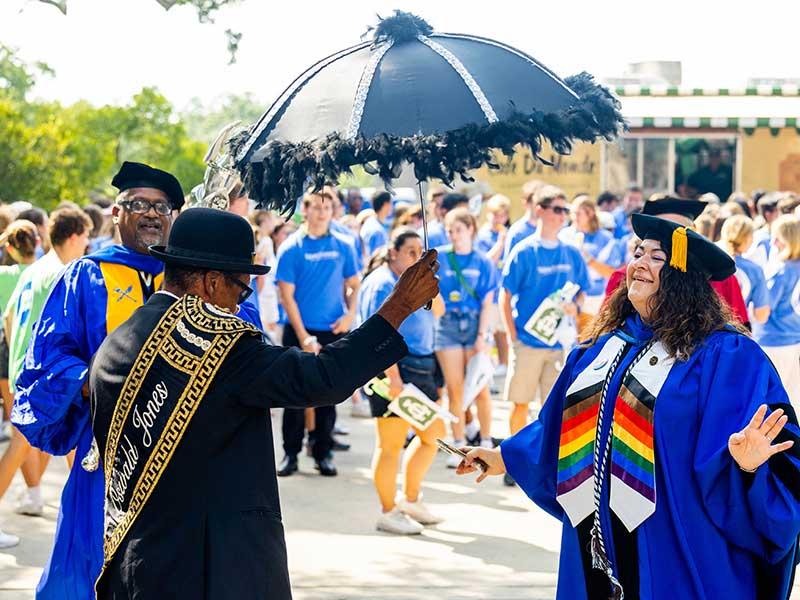 Second-lining at 2023 Convocation