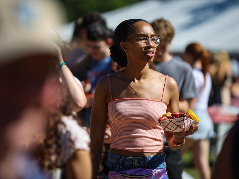 3rd year School of Medice student, Amanda Barber stands in line for water.