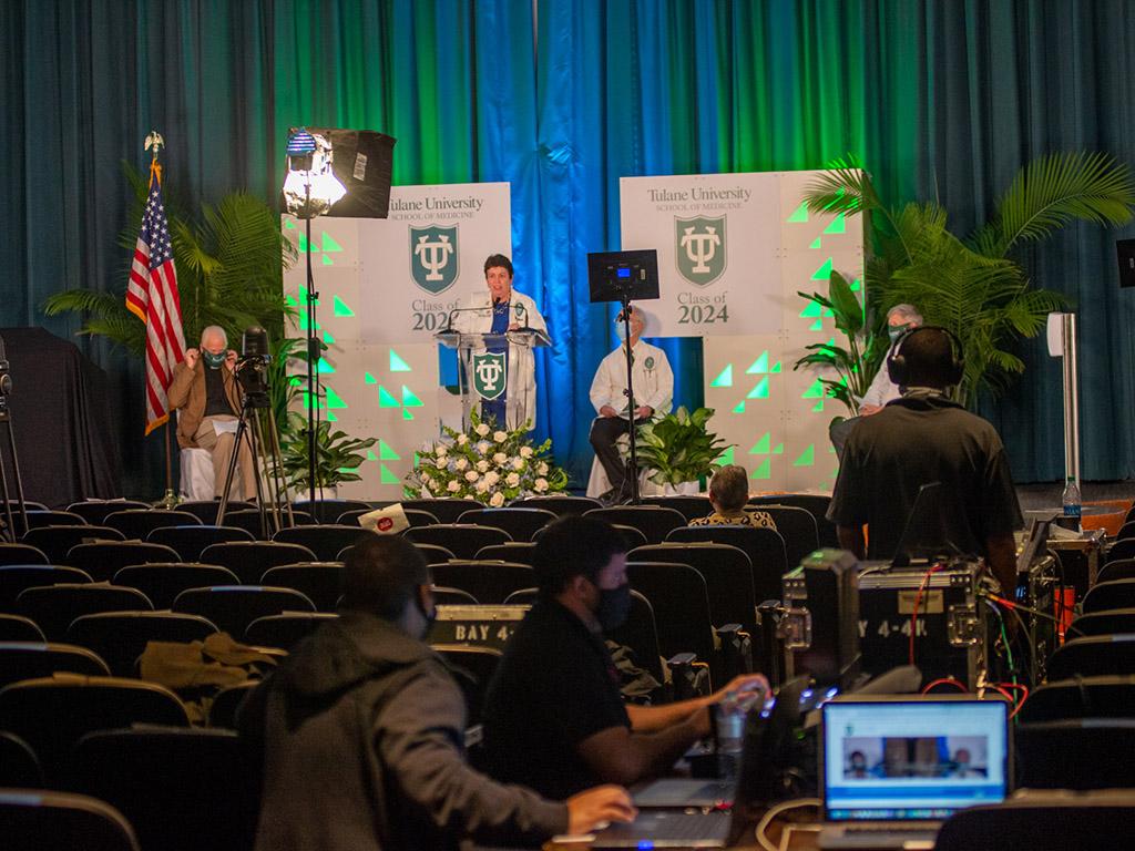 Dr. Elma LeDoux speaking at Tulane White Coat Ceremony