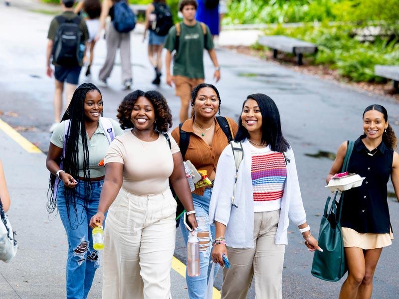 Students walking down McAlister Way