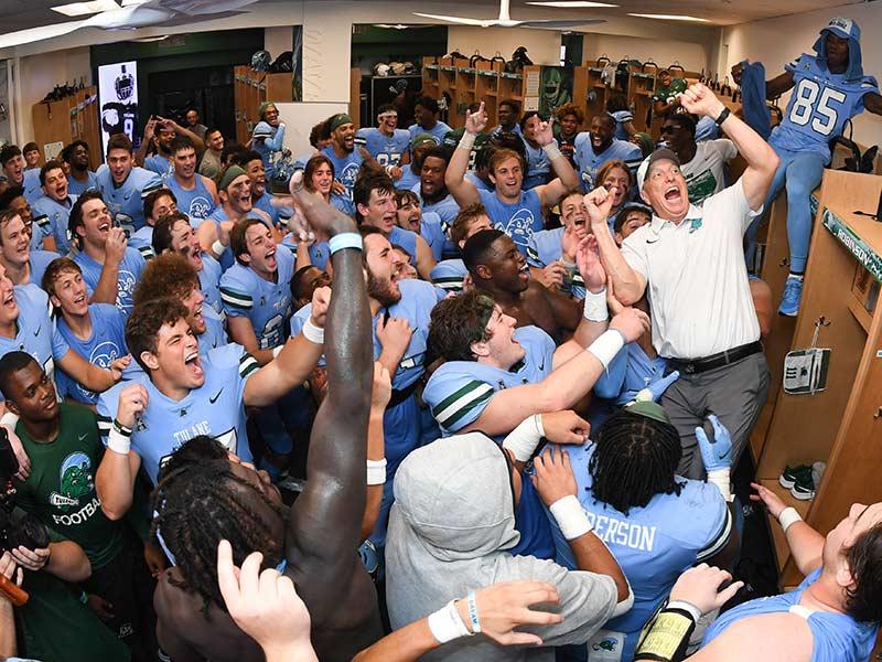 Tulane Green Wave football team with Coach WIllie Fritz