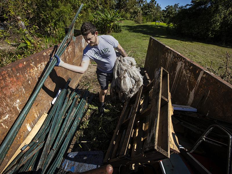 Volunteers cleanup at GrowDat Youth Farm in City Park