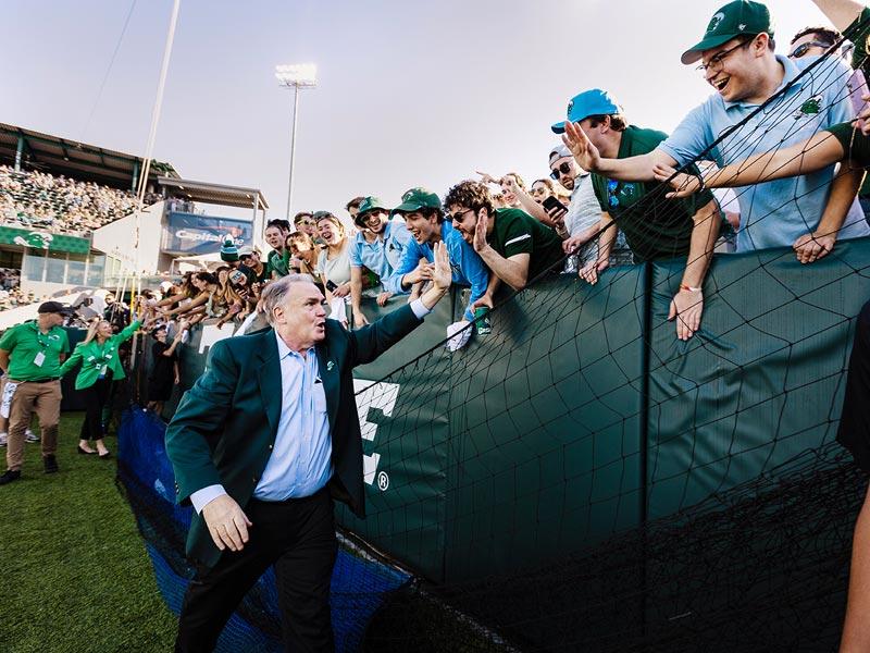 President Fitts at Yulman Stadium