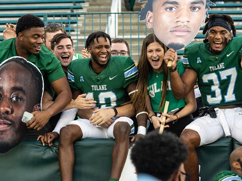 Fans in the stands at Yulman Stadium