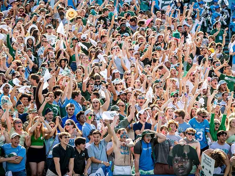 Fans in the stands at Yulman Stadium