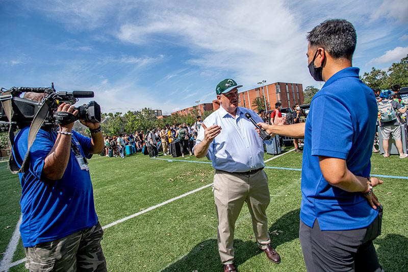 President Michael Fitts is interviewed by local media on Tulane's response and plans following Hurricane Ida. 