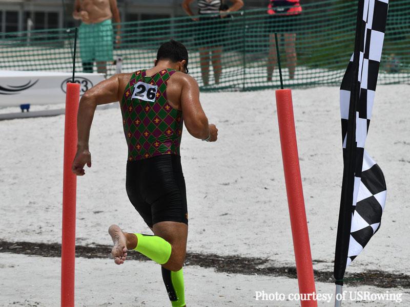 John Huppi competing in USRowing’s first-ever Beach Sprint Trials in Sarasota, Florida. 