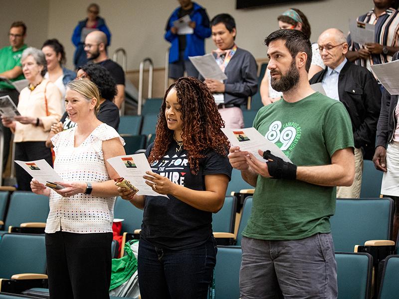 As part of the event, the audience participated in the singing of the Black National Anthem, “Lift Every Voice and Sing.” 