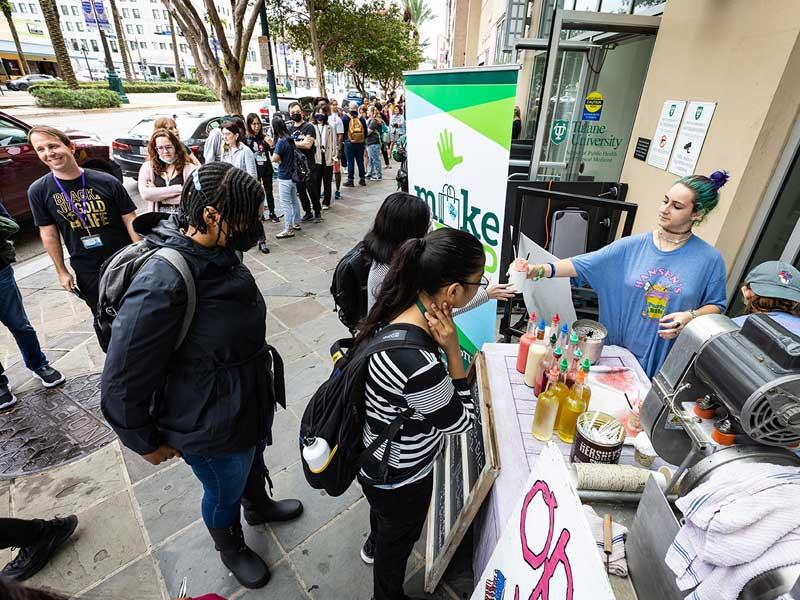 Snoballs at MikeDrop event Downtown at School of Public Health