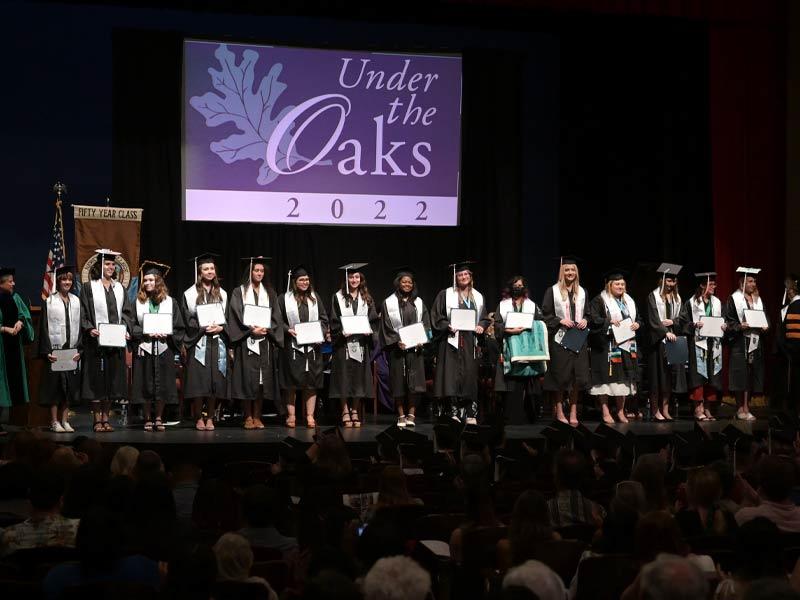 Newcomb Scholars of the Class of 2022 are recognized on stage. 