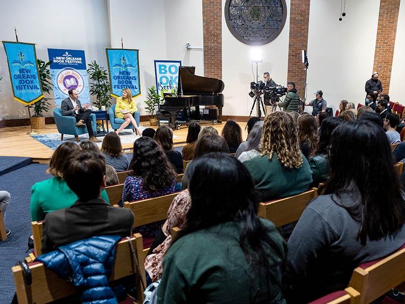 Lee Cole and Jenna Bush Hager in Rogers Chapel at Tulane