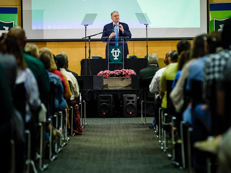 President Michael A. Fitts at the 2022 State of the University address President Michael A. Fitts at the 2022 State of the University address