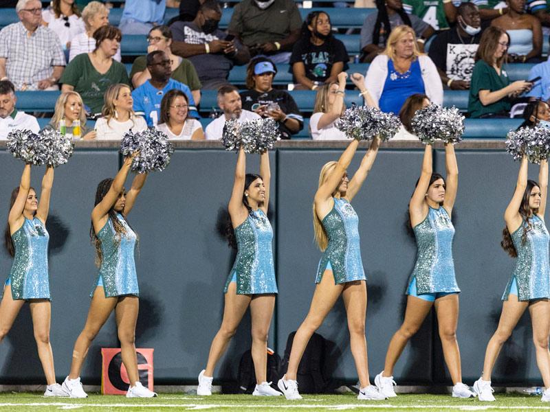 The Shockwave Dance Team entertains fans from the sidelines.