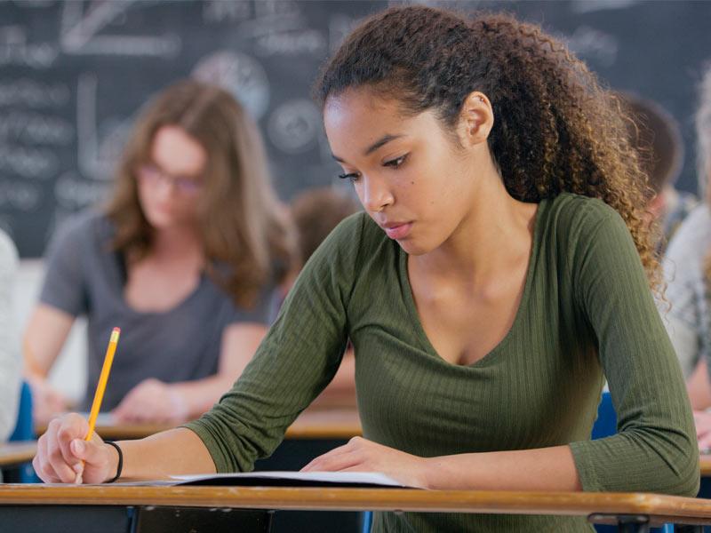 Student taking exam