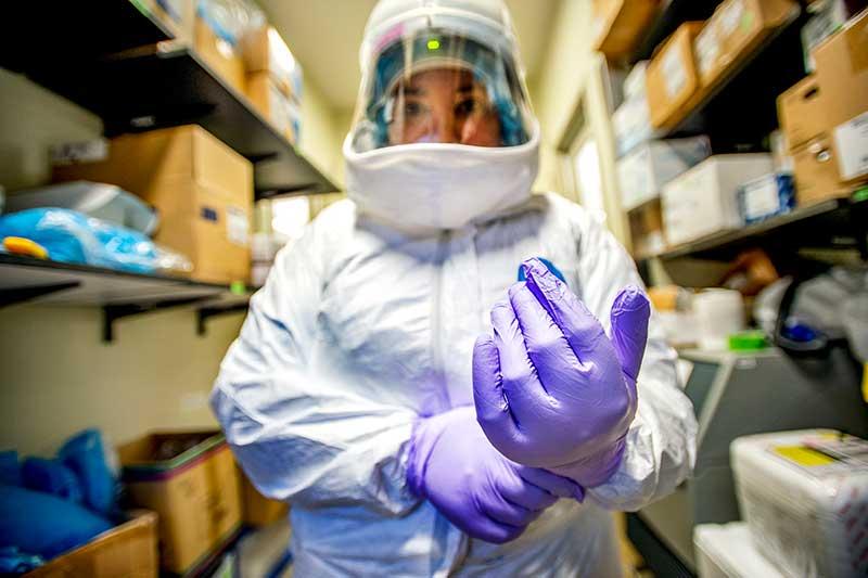 Nadia Golden in Tulane National Primate Research Center COVID-19 research lab