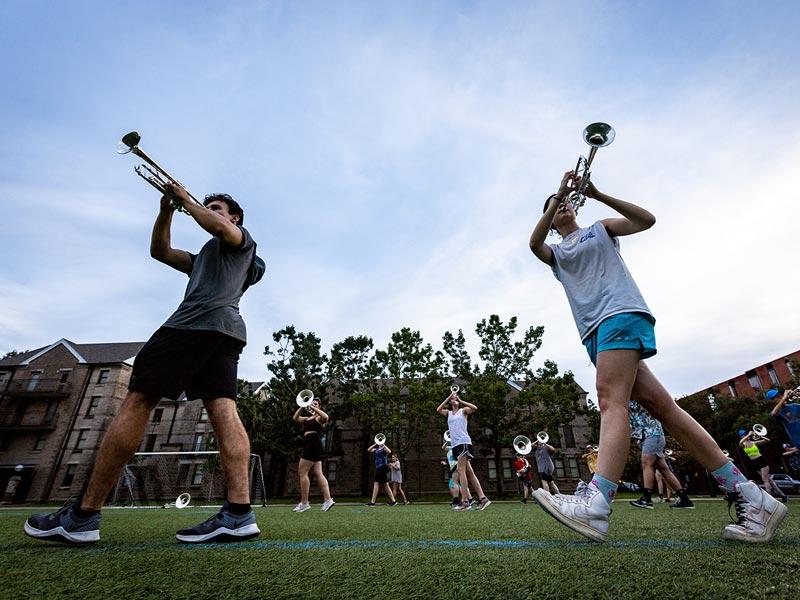 Tulane Band members Owen Kidd and Justice Alcantar