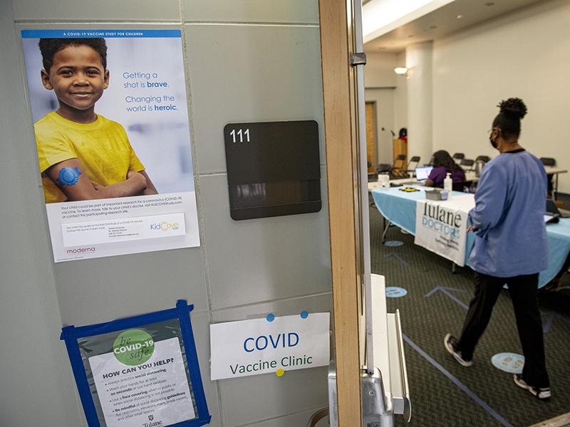 Signage at vaccine clinic