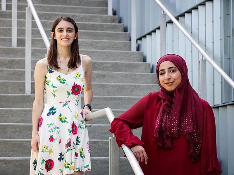 Margaret Conrad (left) and Amna Ashraf (right) pose for photo Margaret Conrad (left) and Amna Ashraf (right) pose for photo